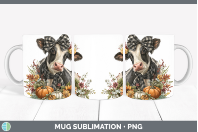 Cow Mug Wrap Animals Autumn Pumpkin Sublimation Coffee Cup D