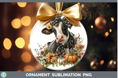 Cow Ornament Animals Autumn Pumpkin Sublimation Bauble Desig
