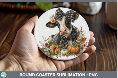 Cow Round Coaster Animals Autumn Pumpkin Sublimation Coaster