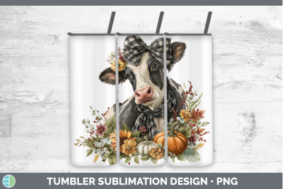 Cow Tumbler Animals Autumn Pumpkin Sublimation 20 oz Skinny