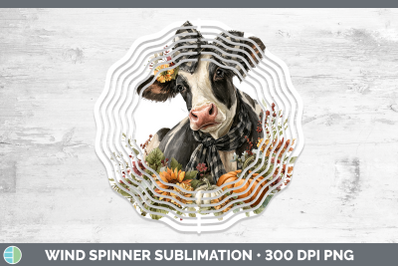 Cow Wind Spinner Animals Autumn Pumpkin Sublimation Spinner