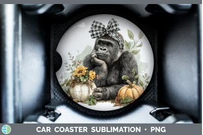 Gorilla Car Coaster Animals Autumn Pumpkin Sublimation Drink