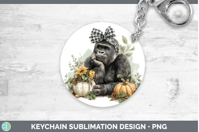 Gorilla Keychain Animals Autumn Pumpkin Sublimation Keyring