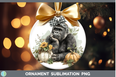Gorilla Ornament Animals Autumn Pumpkin Sublimation Bauble D