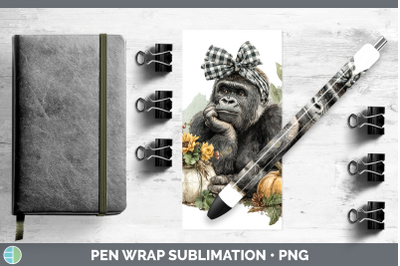 Gorilla Pen Wrap Animals Autumn Pumpkin Sublimation Pen Desi