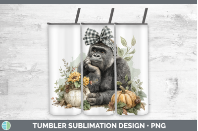 Gorilla Tumbler Animals Autumn Pumpkin Sublimation 20 oz Ski