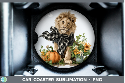 Lion Car Coaster Animals Autumn Pumpkin Sublimation Drink Ma