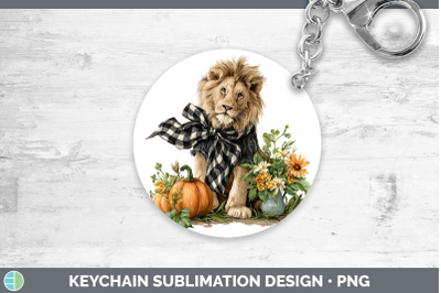 Lion Keychain Animals Autumn Pumpkin Sublimation Keyring Des