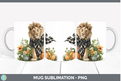 Lion Mug Wrap Animals Autumn Pumpkin Sublimation Coffee Cup