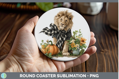 Lion Round Coaster Animals Autumn Pumpkin Sublimation Coaste