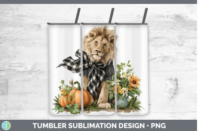 Lion Tumbler Animals Autumn Pumpkin Sublimation 20 oz Skinny