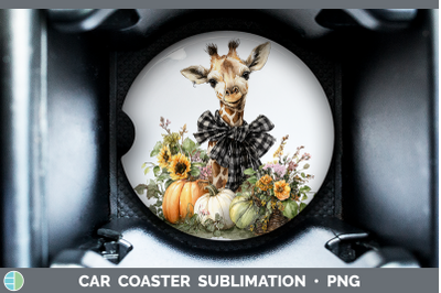 Giraffe Car Coaster Animals Autumn Pumpkin Sublimation Drink