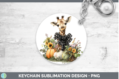 Giraffe Keychain Animals Autumn Pumpkin Sublimation Keyring