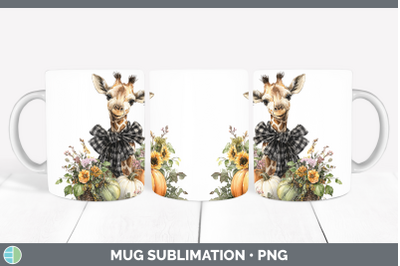 Giraffe Mug Wrap Animals Autumn Pumpkin Sublimation Coffee C