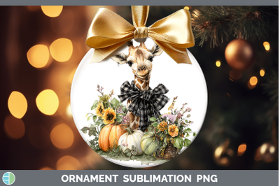 Giraffe Ornament Animals Autumn Pumpkin Sublimation Bauble D