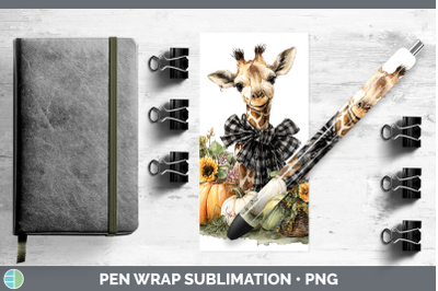 Giraffe Pen Wrap Animals Autumn Pumpkin Sublimation Pen Desi