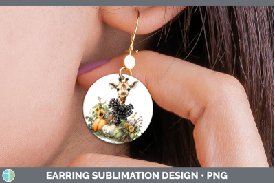Giraffe Round Earrings Animals Autumn Pumpkin Sublimation Ea