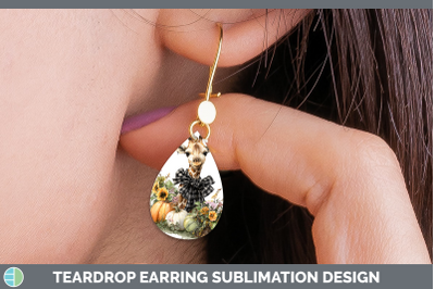 Giraffe Teardrop Earrings Animals Autumn Pumpkin Sublimation