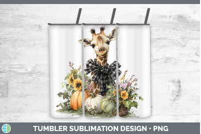 Giraffe Tumbler Animals Autumn Pumpkin Sublimation 20 oz Ski