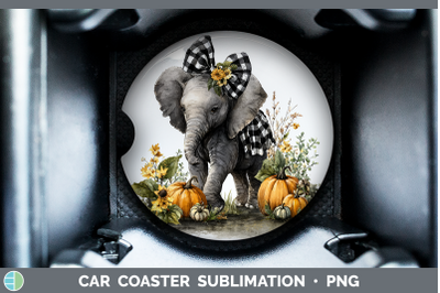 Elephant Car Coaster Animals Autumn Pumpkin Sublimation Drin