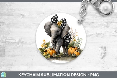 Elephant Keychain Animals Autumn Pumpkin Sublimation Keyring