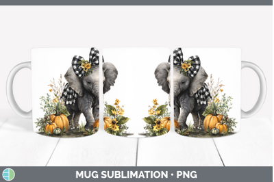 Elephant Mug Wrap Animals Autumn Pumpkin Sublimation Coffee
