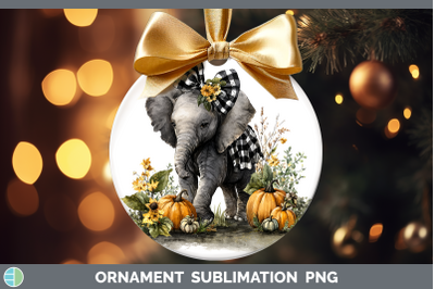 Elephant Ornament Animals Autumn Pumpkin Sublimation Bauble