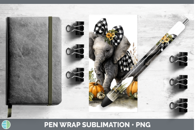 Elephant Pen Wrap Animals Autumn Pumpkin Sublimation Pen Des