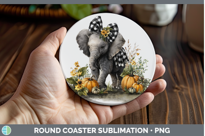 Elephant Round Coaster Animals Autumn Pumpkin Sublimation Co