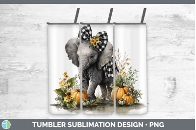 Elephant Tumbler Animals Autumn Pumpkin Sublimation 20 oz Sk