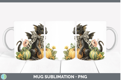 Dragon Mug Wrap Animals Autumn Pumpkin Sublimation Coffee Cu