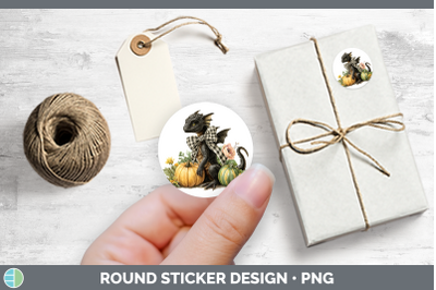 Animals Autumn Pumpkin Dragon Stickers | Round Labels Design