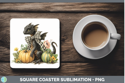 Dragon Square Coaster Animals Autumn Pumpkin Sublimation Dri