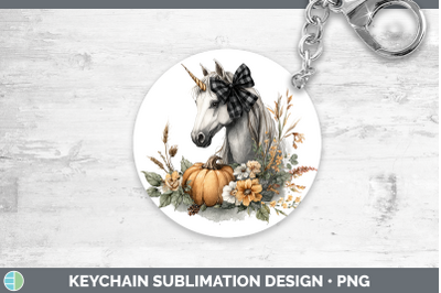 Unicorn Keychain Animals Autumn Pumpkin Sublimation Keyring