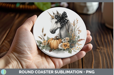 Unicorn Round Coaster Animals Autumn Pumpkin Sublimation Coa