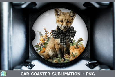 Fox Car Coaster Animals Autumn Pumpkin Sublimation Drink Mat
