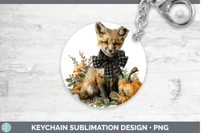 Fox Keychain Animals Autumn Pumpkin Sublimation Keyring Desi