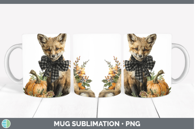 Fox Mug Wrap Animals Autumn Pumpkin Sublimation Coffee Cup D