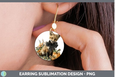 Fox Round Earrings Animals Autumn Pumpkin Sublimation Earrin
