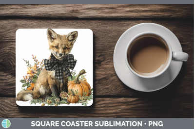 Fox Square Coaster Animals Autumn Pumpkin Sublimation Drink