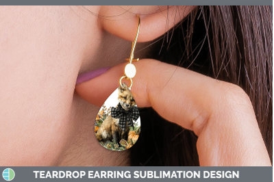 Fox Teardrop Earrings Animals Autumn Pumpkin Sublimation Ear