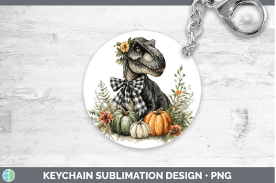 Dinosaur Keychain Animals Autumn Pumpkin Sublimation Keyring