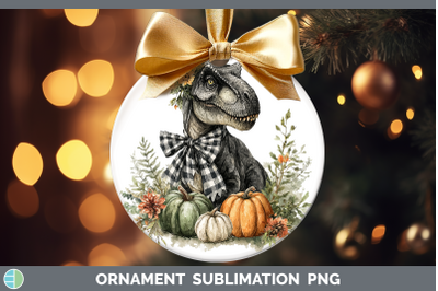Dinosaur Ornament Animals Autumn Pumpkin Sublimation Bauble