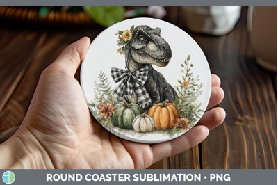 Dinosaur Round Coaster Animals Autumn Pumpkin Sublimation Co