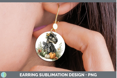 Dinosaur Round Earrings Animals Autumn Pumpkin Sublimation E