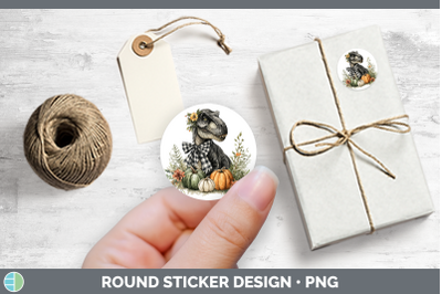 Animals Autumn Pumpkin Dinosaur Stickers | Round Labels Desi