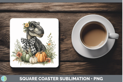 Dinosaur Square Coaster Animals Autumn Pumpkin Sublimation D