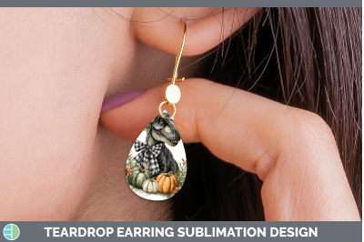 Dinosaur Teardrop Earrings Animals Autumn Pumpkin Sublimatio