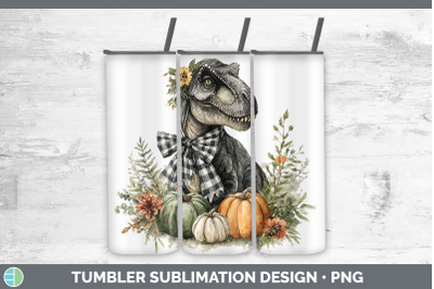 Dinosaur Tumbler Animals Autumn Pumpkin Sublimation 20 oz Sk