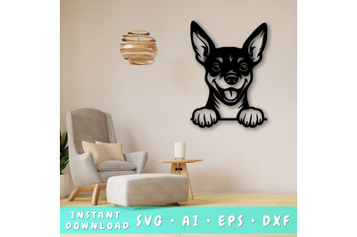 Peeking Miniature Pinscher Laser SVG, Dog Laser Cut Design, Pet Lover